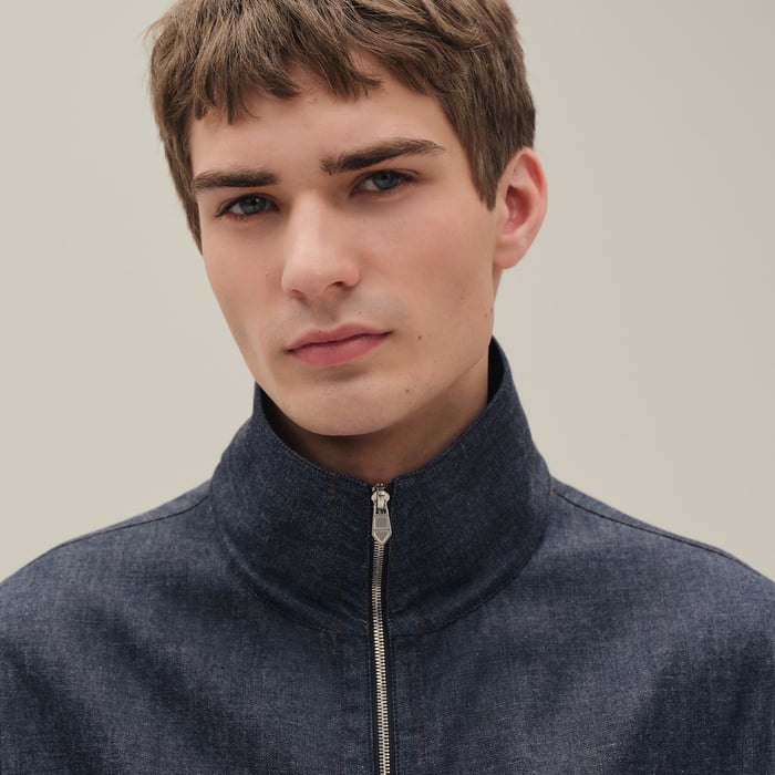Indigo Zipped Denim Jacket Shirt
