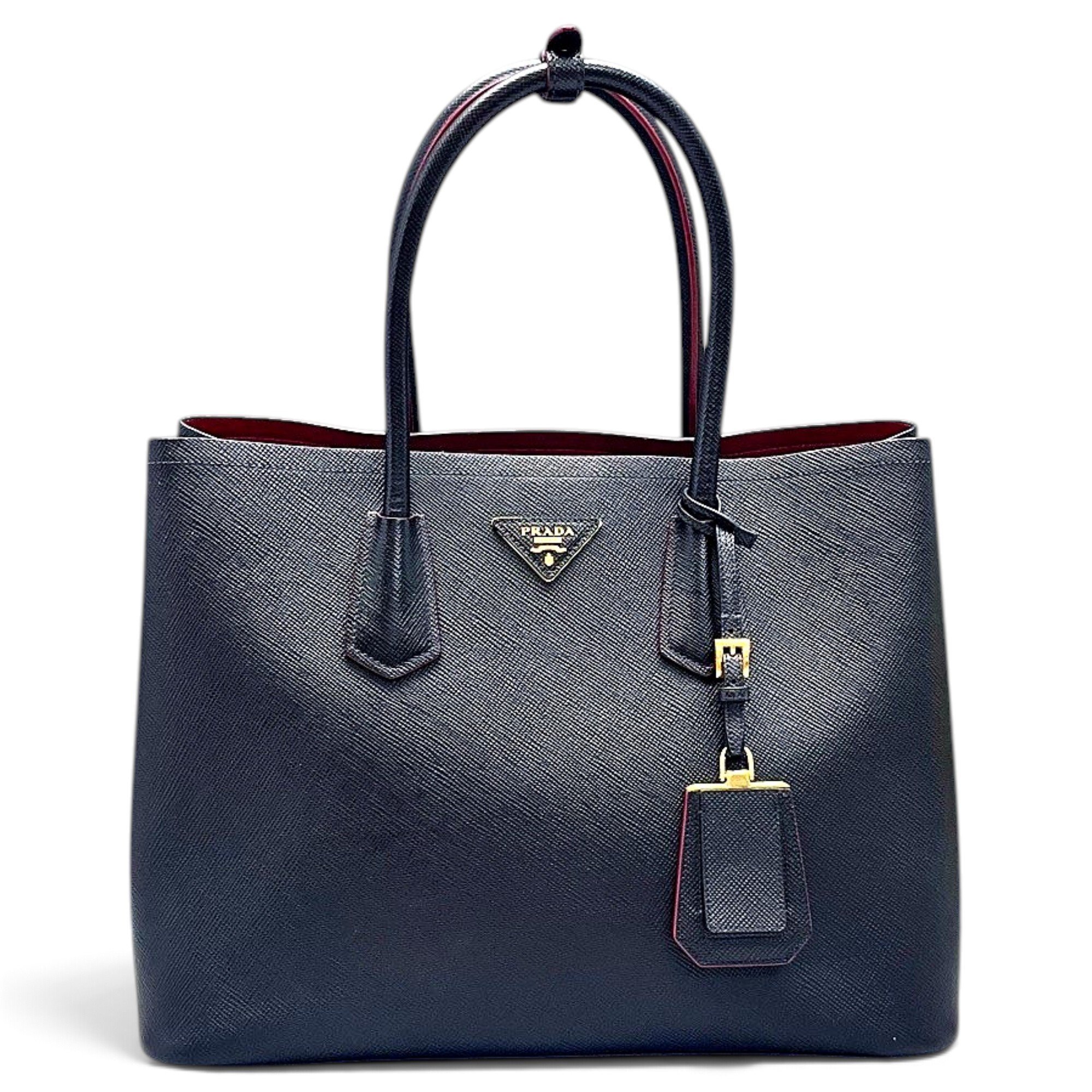 Double leather handbag