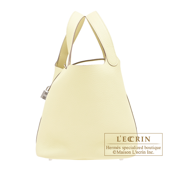 Hermes Picotin Lock bag 22/MM Jaune milton Clemence leather Silver hardware