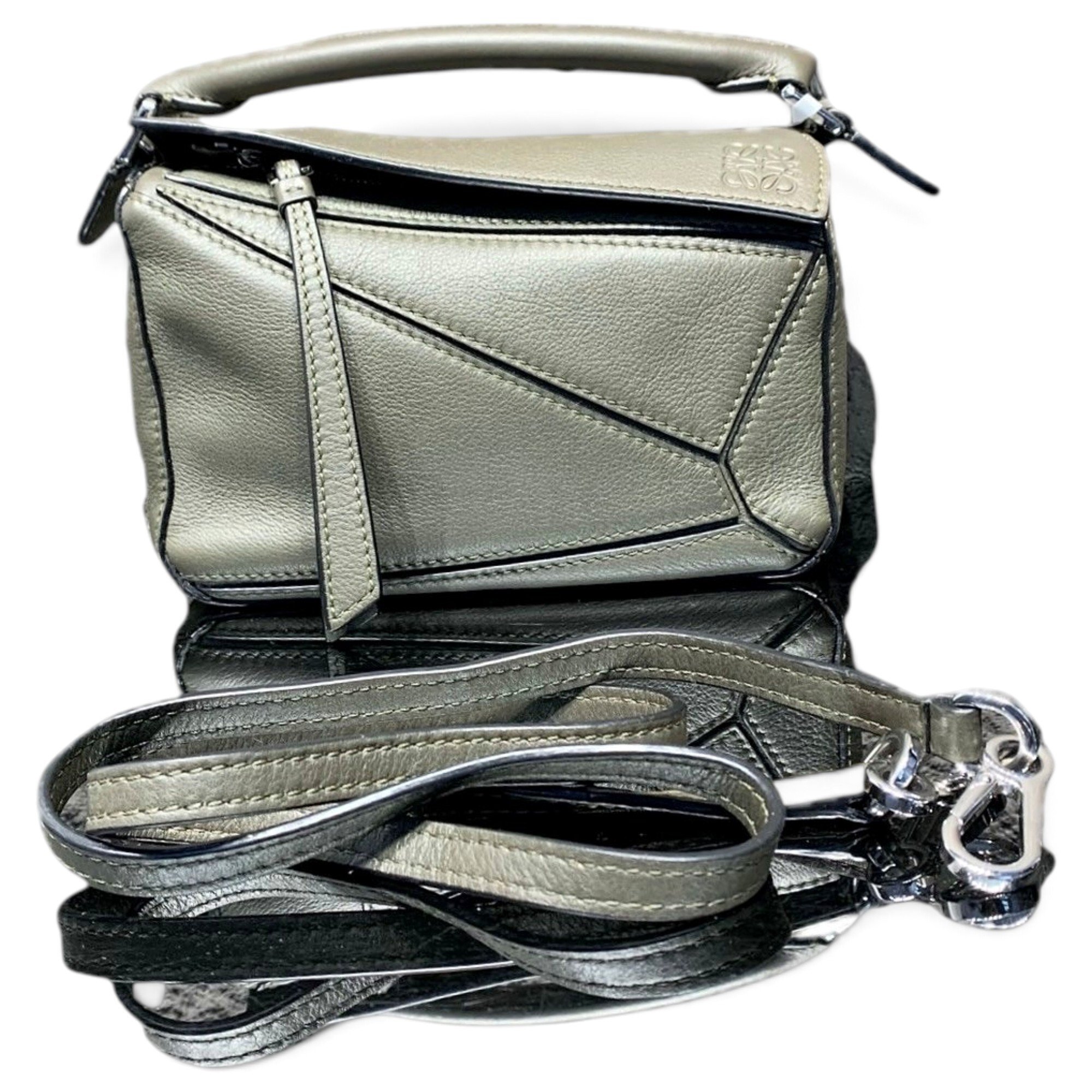 Puzzle leather handbag