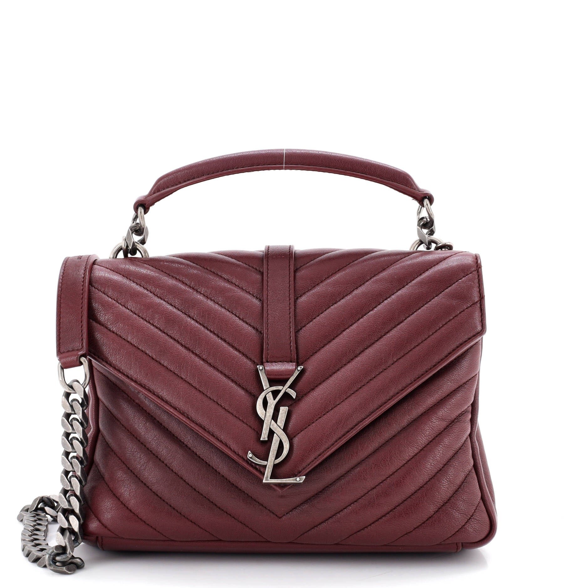 Classic Monogram College Bag Matelasse Chevron Leather Medium