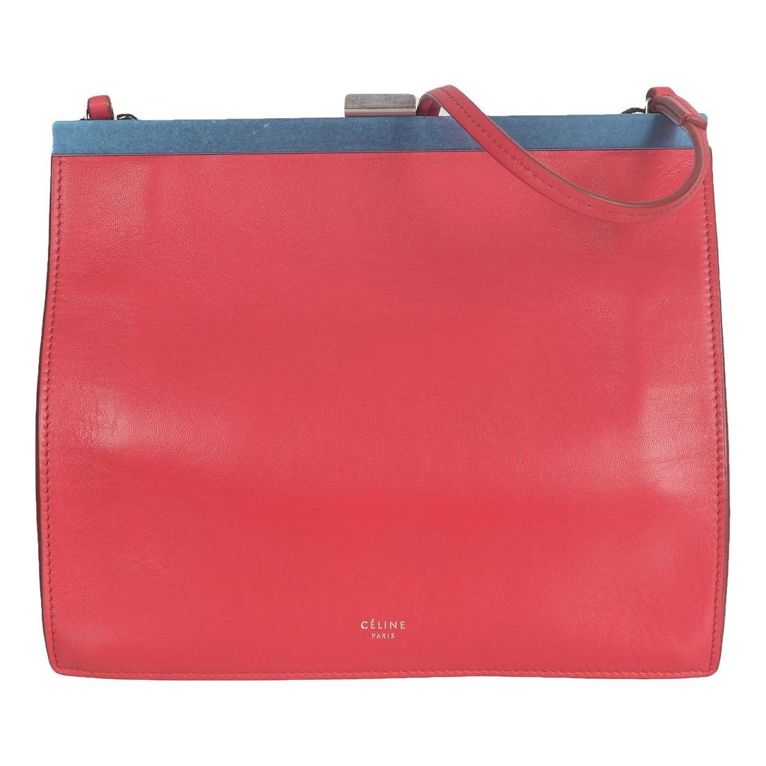 Clasp leather handbag