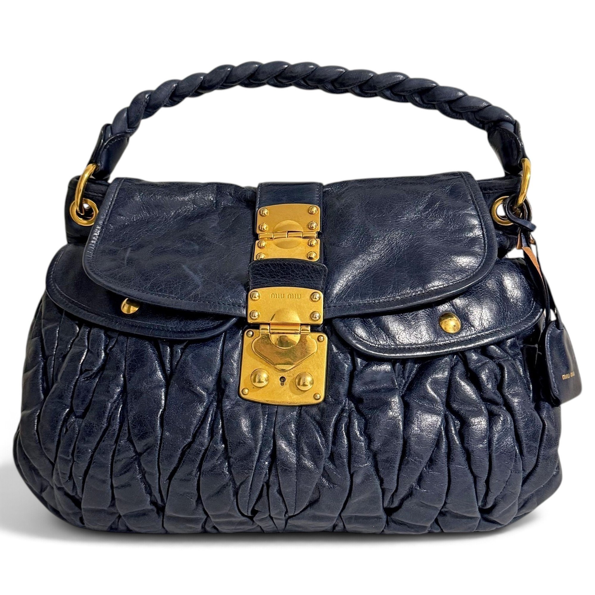 Coffer leather handbag