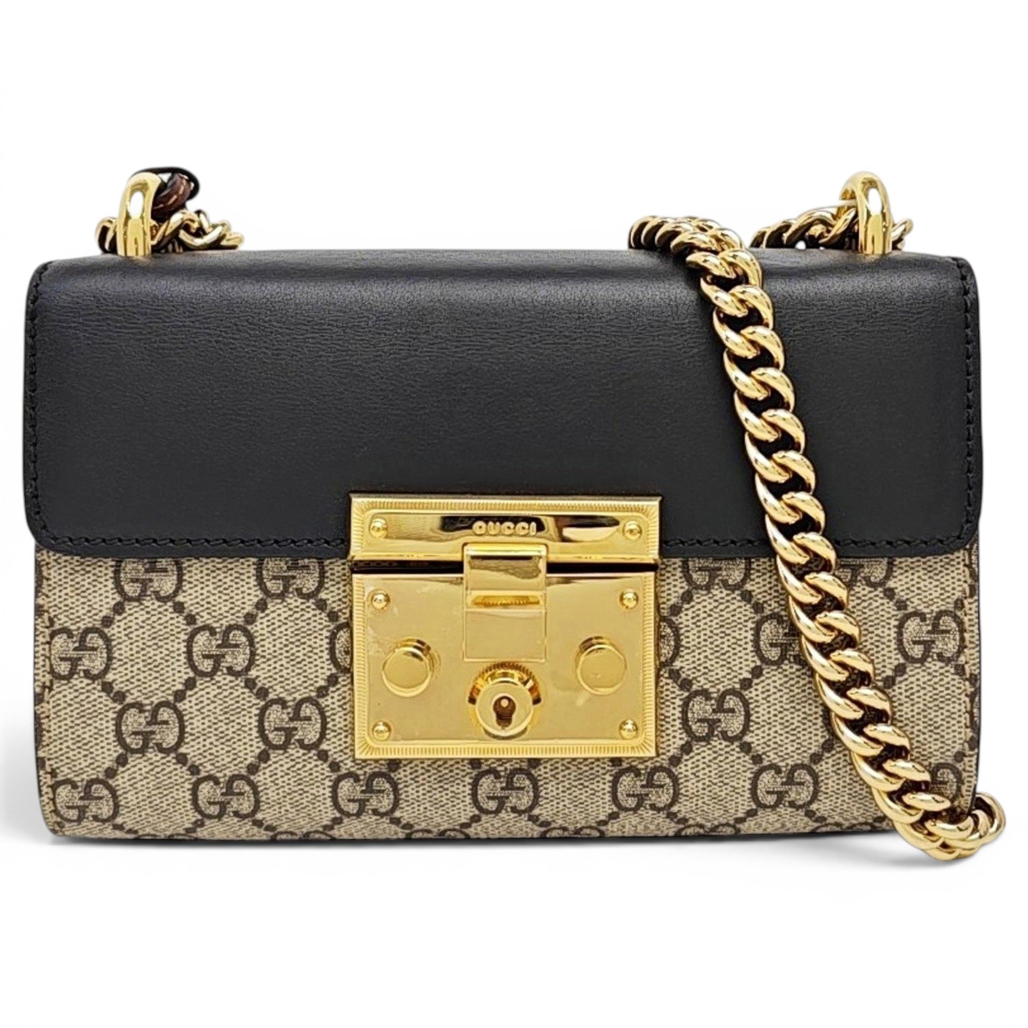 Padlock leather handbag