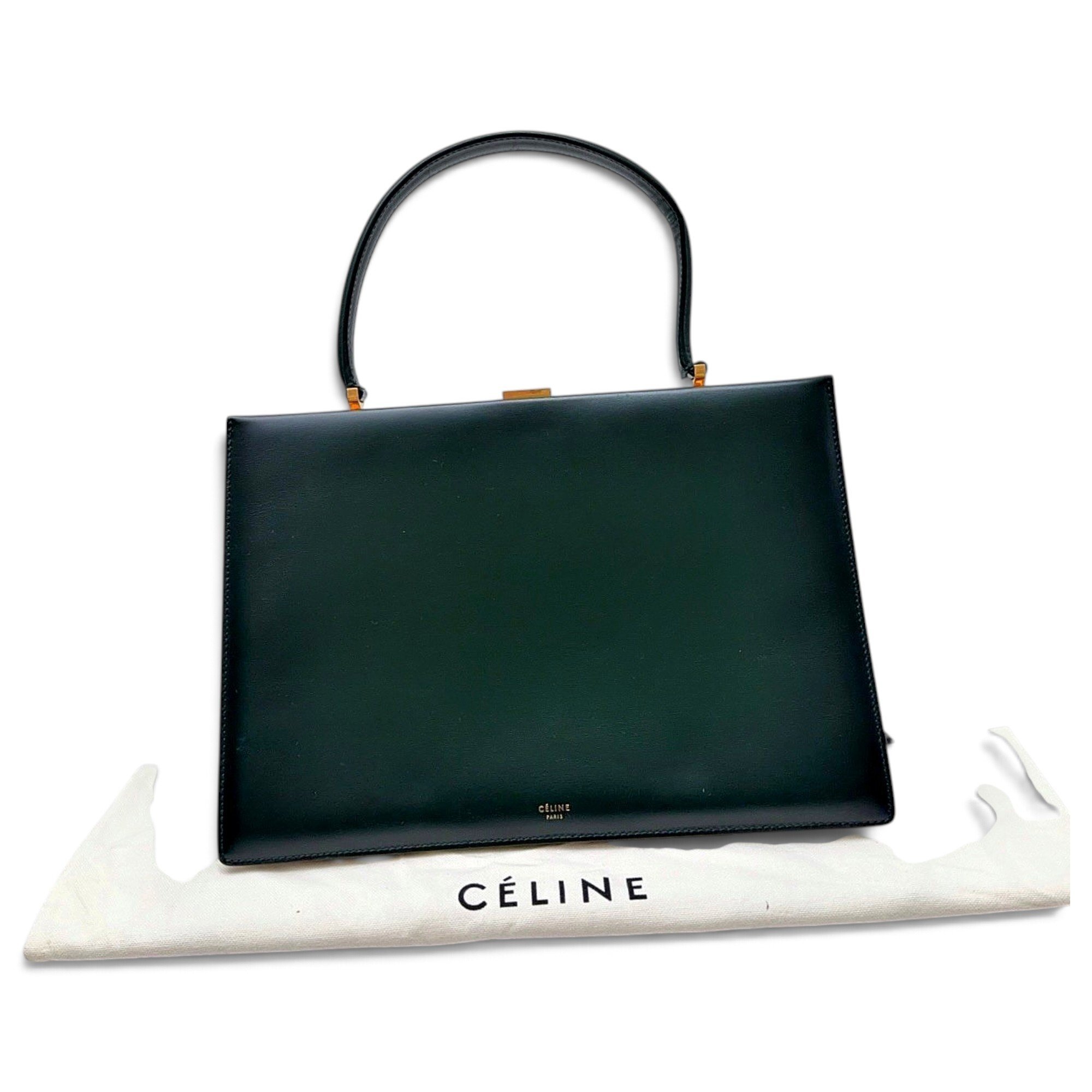 Clasp leather handbag