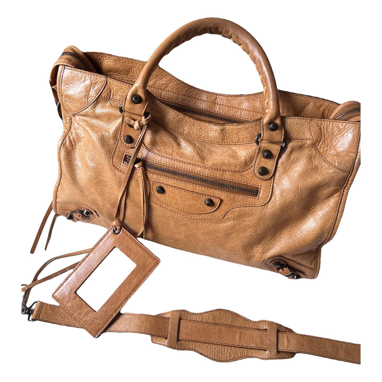 City leather handbag