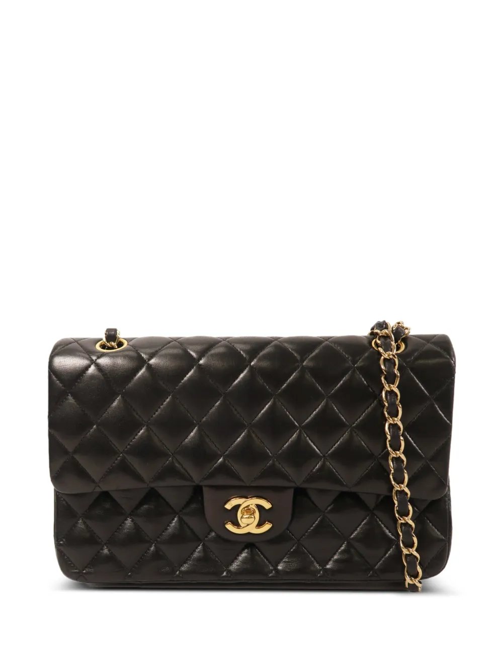 diamond-quilting CC turn-lock shoulder bag