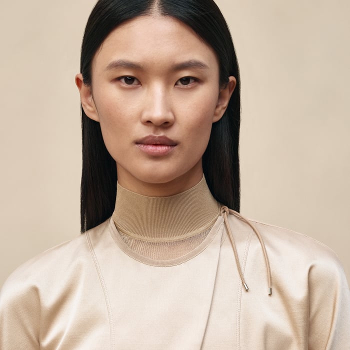 Beige Gold Short Jacket With Basque
