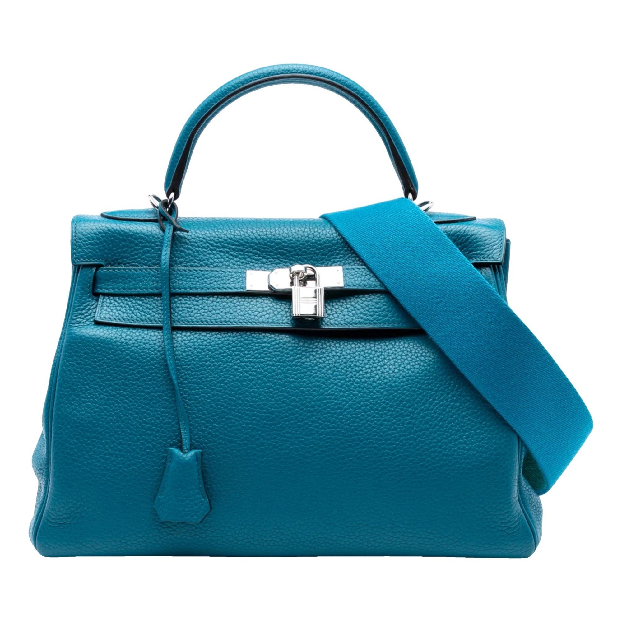 Hermes Kelly 32 Handbag Turquoise Togo Leather 2013