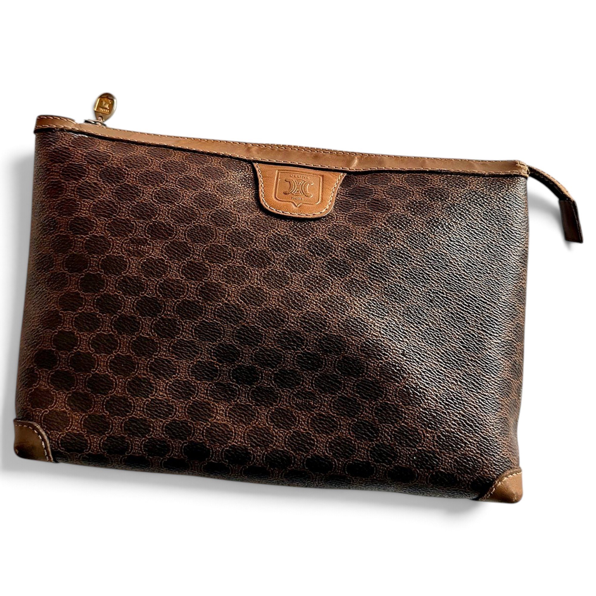 Triomphe Vintage leather clutch bag