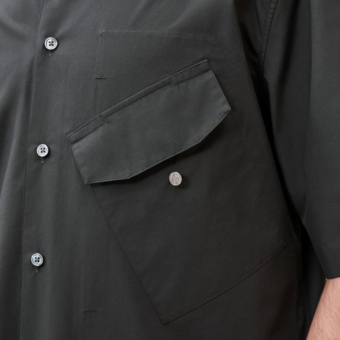 Anthracite Sporty Fit Shirt With Leather Detail