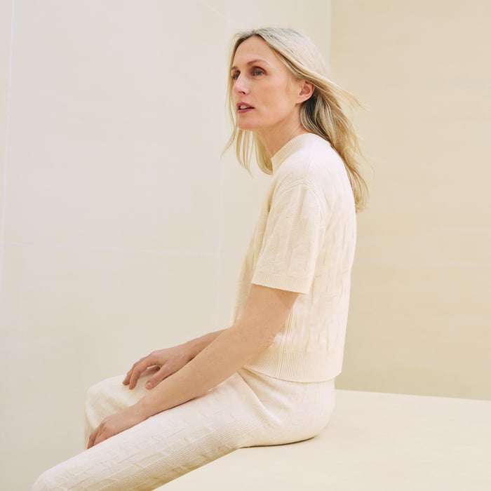 Blanc Naturel "H" Short-sleeve Sweater