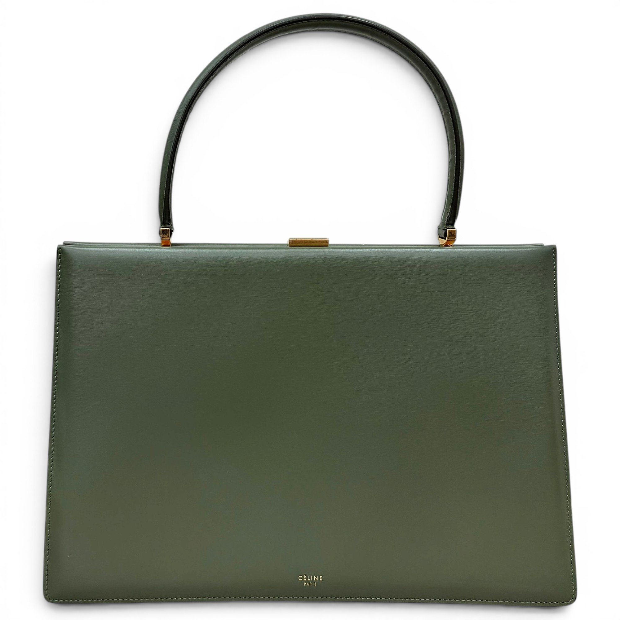 Clasp leather handbag