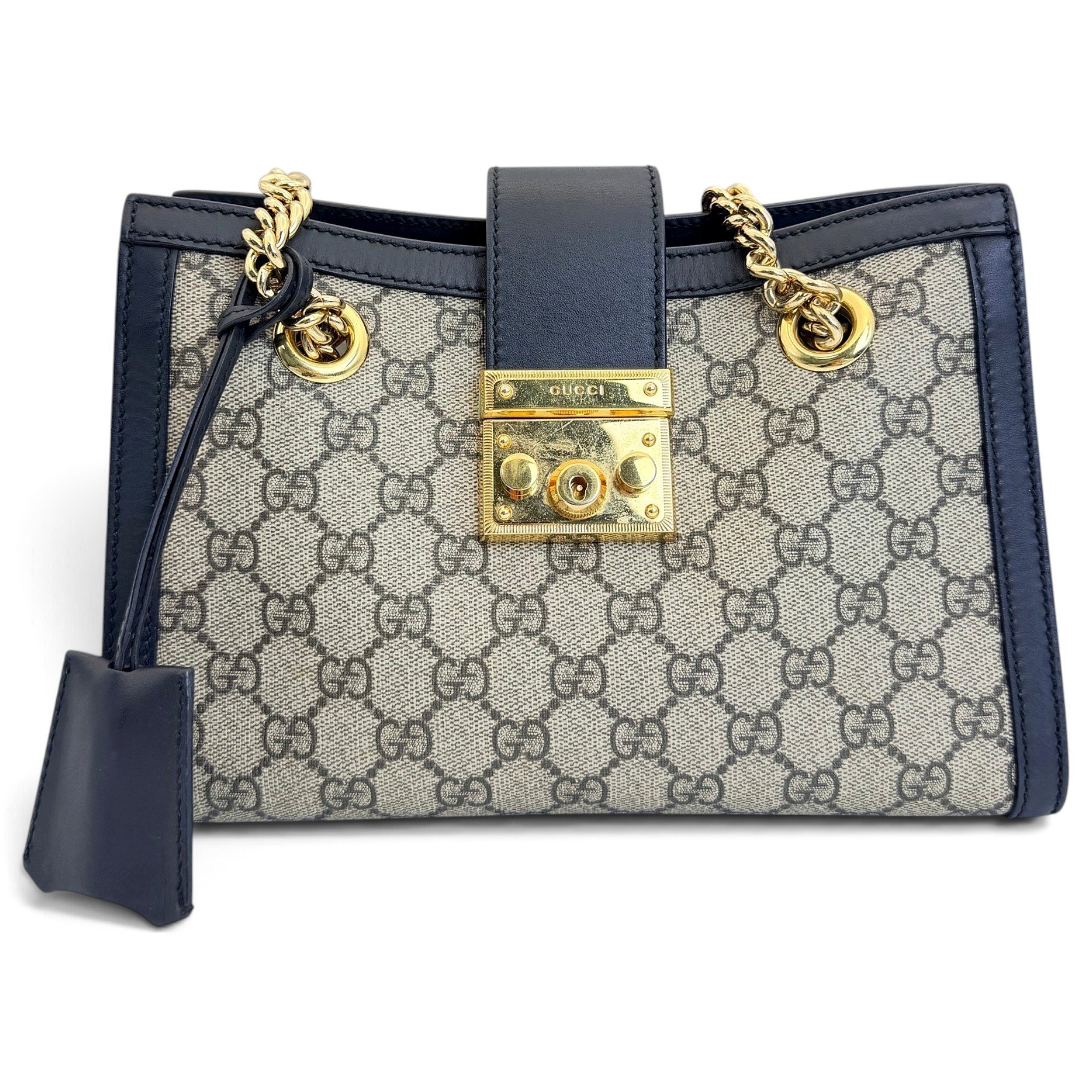 Padlock leather handbag