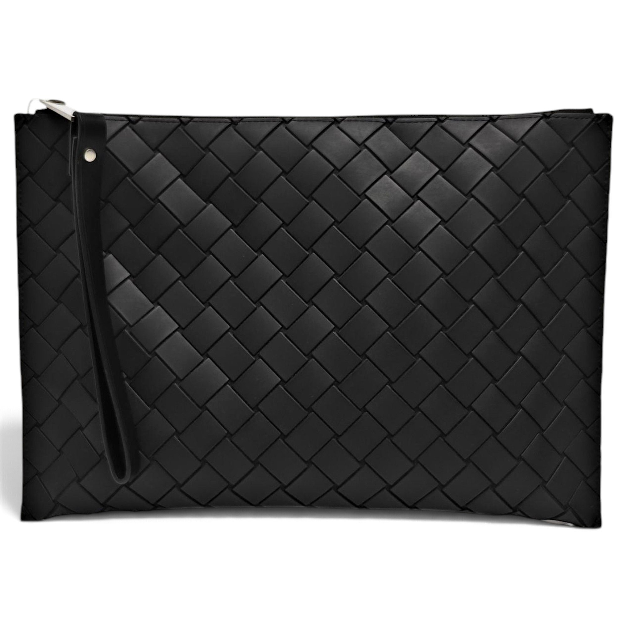 Snap leather clutch bag