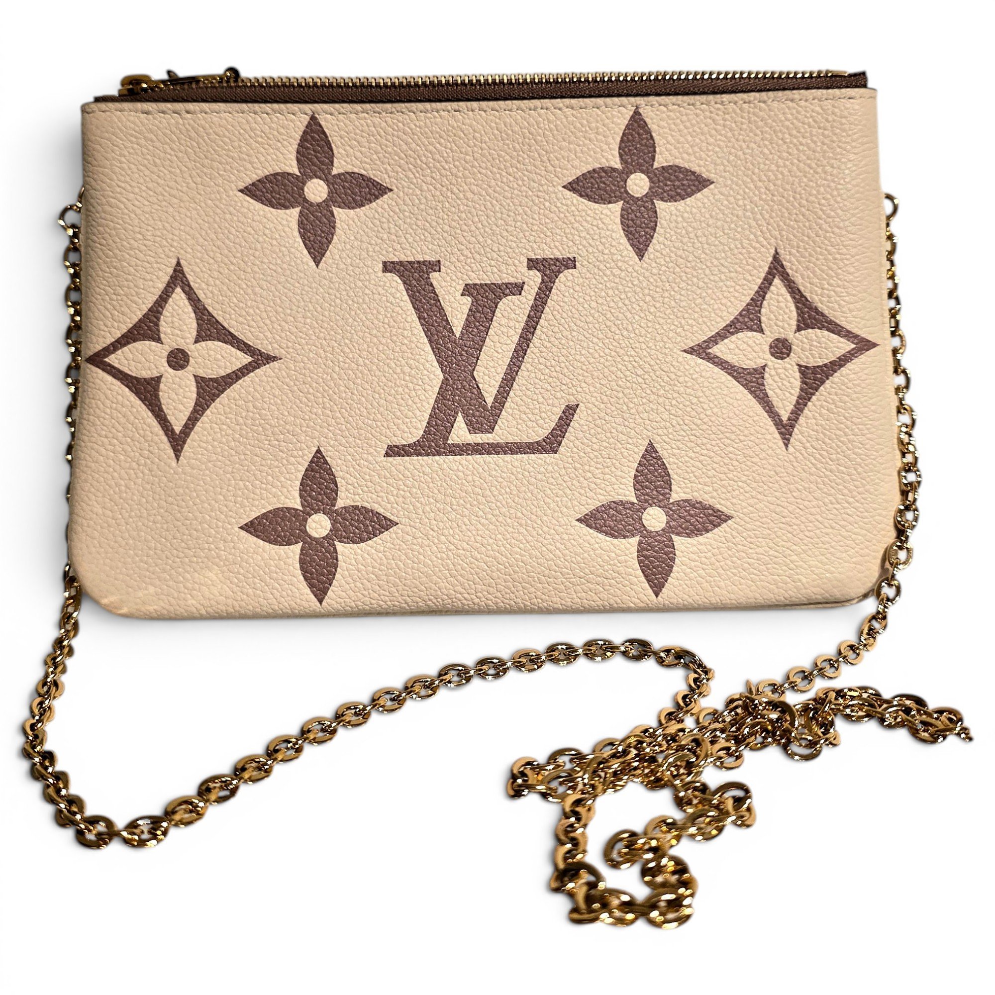 Double zip leather handbag