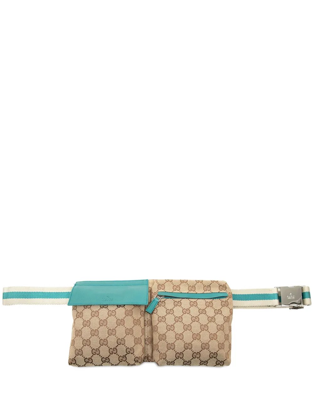 2000-2015 GG Canvas Web Double Pocket belt bag
