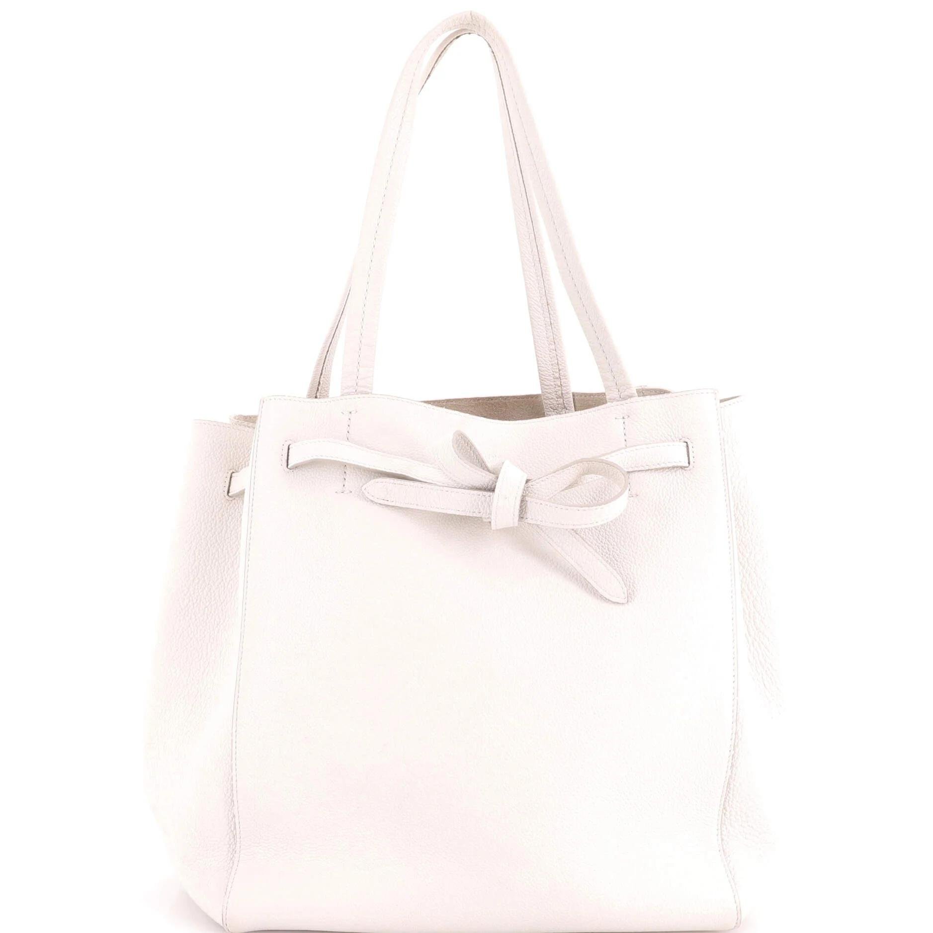 Tie leather tote