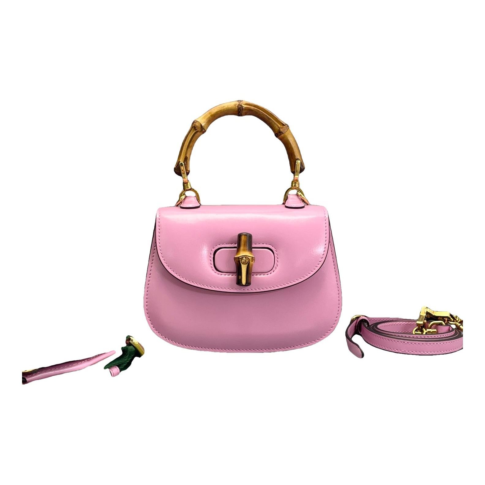 Convertible Bamboo Top Handle leather handbag