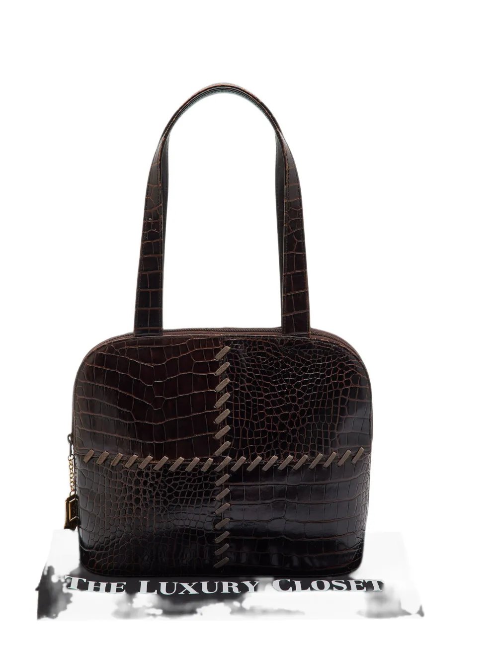croc-embossed shoulder bag