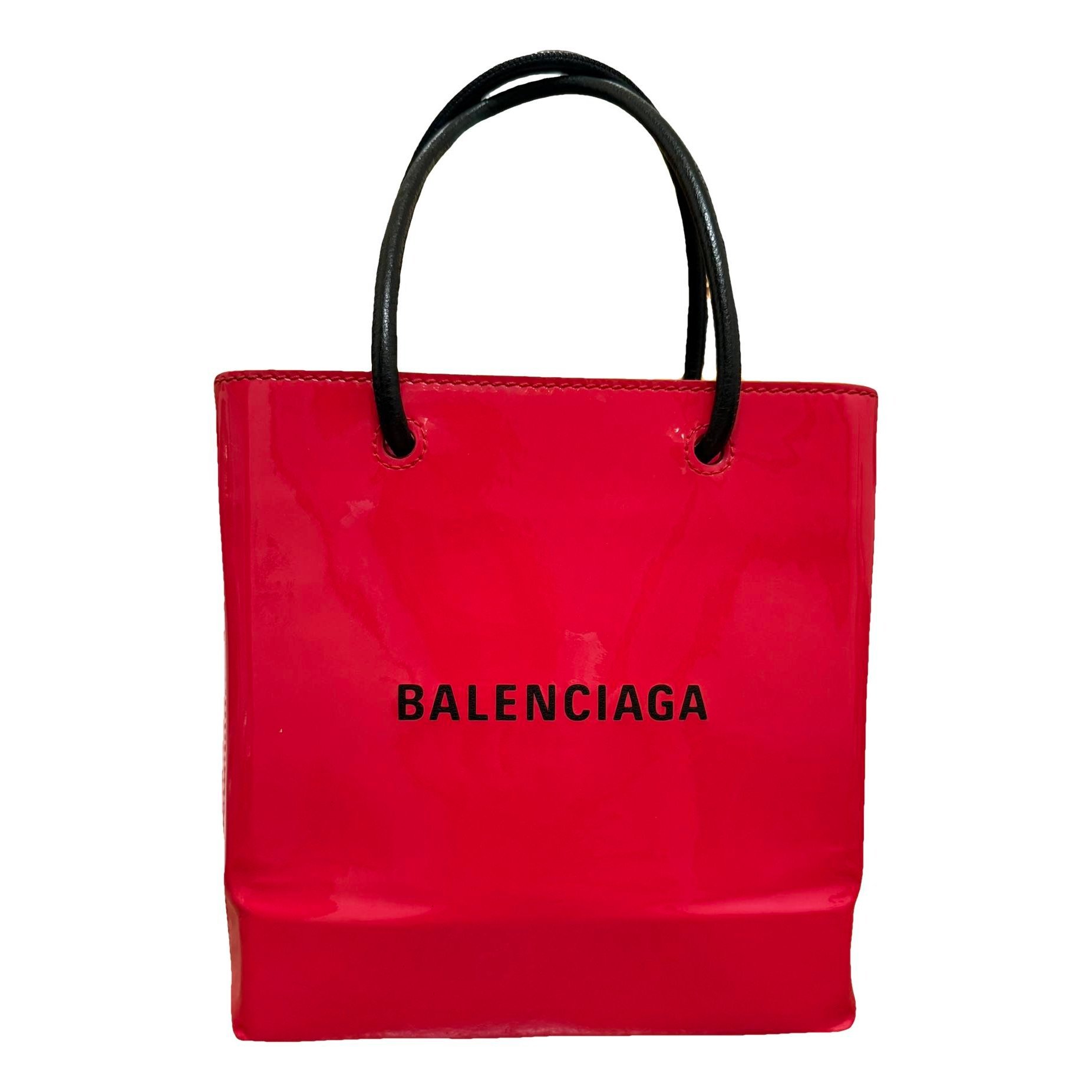 Plastic bag shooper patent leather handbag