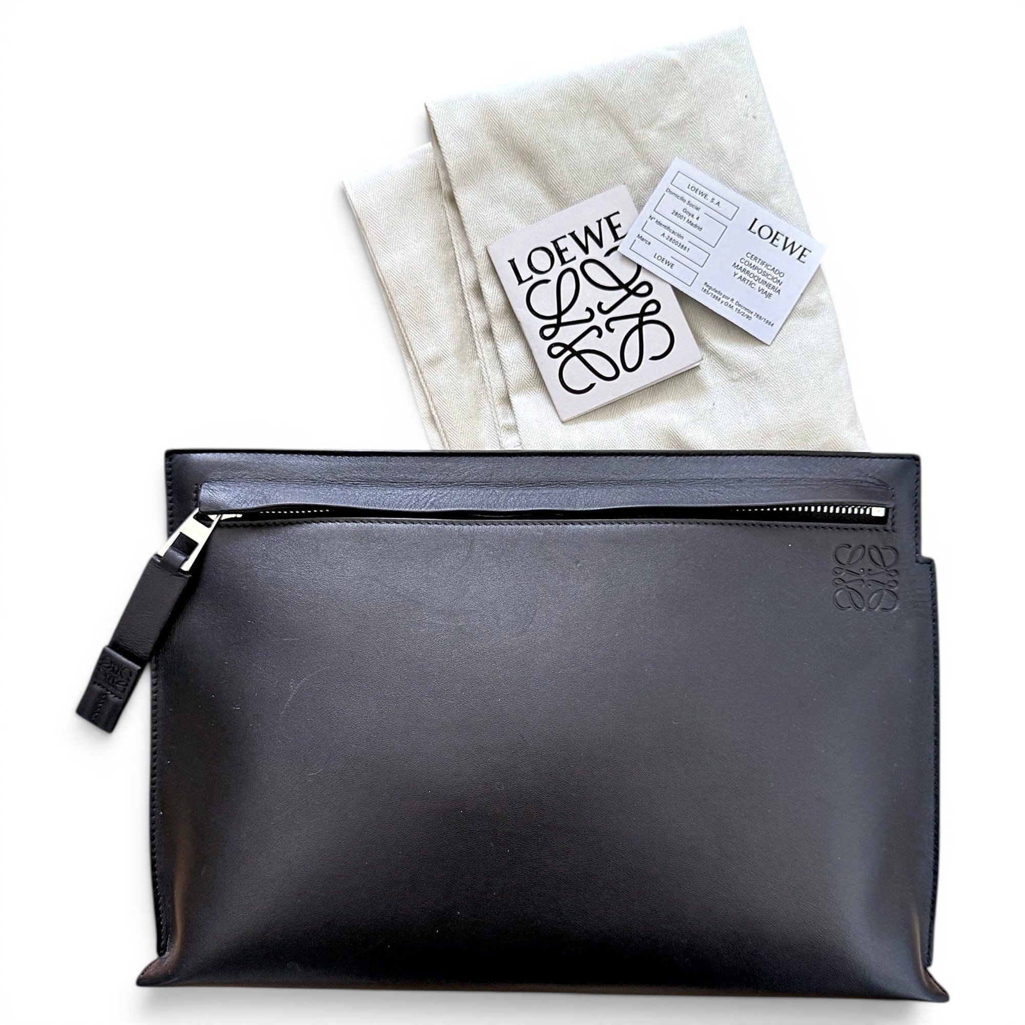 T Pouch leather clutch bag
