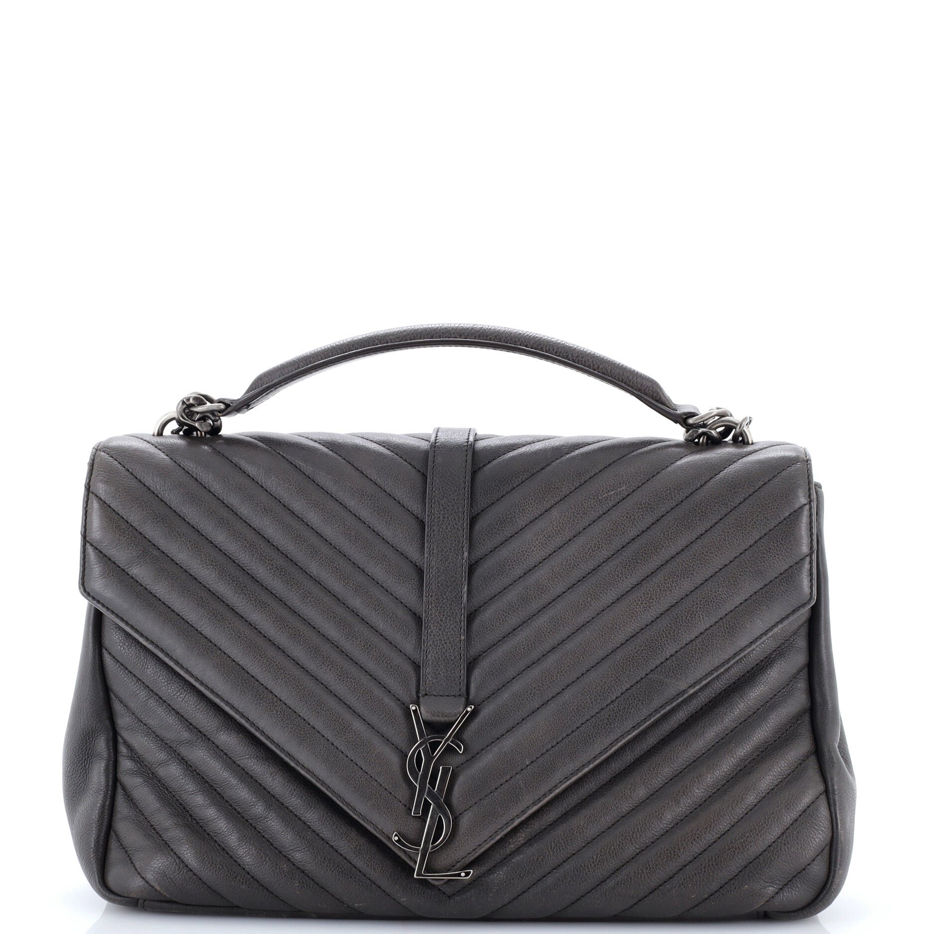 Classic Monogram College Bag Matelasse Chevron Leather Large