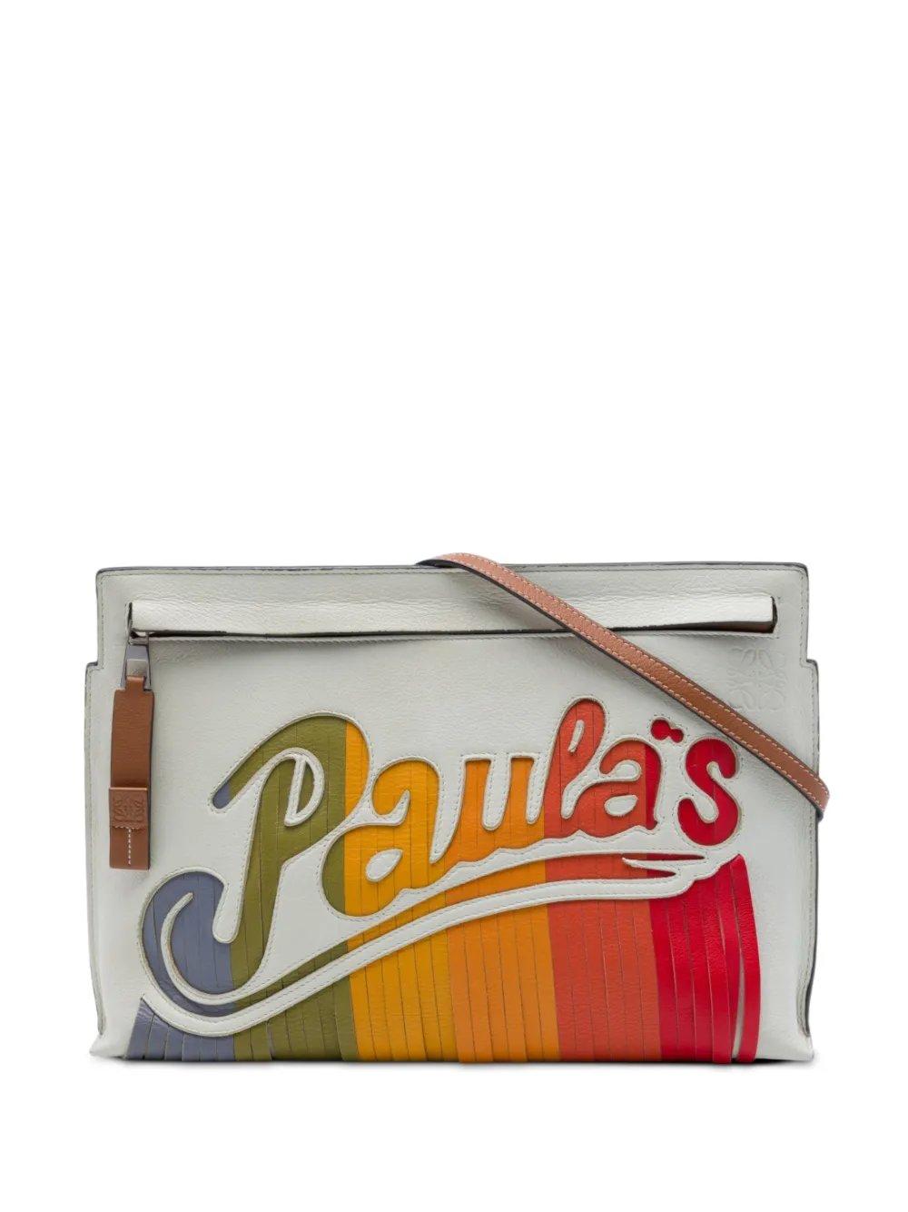 2019 Paulas Ibiza Leather Fringe T Pouch crossbody bag