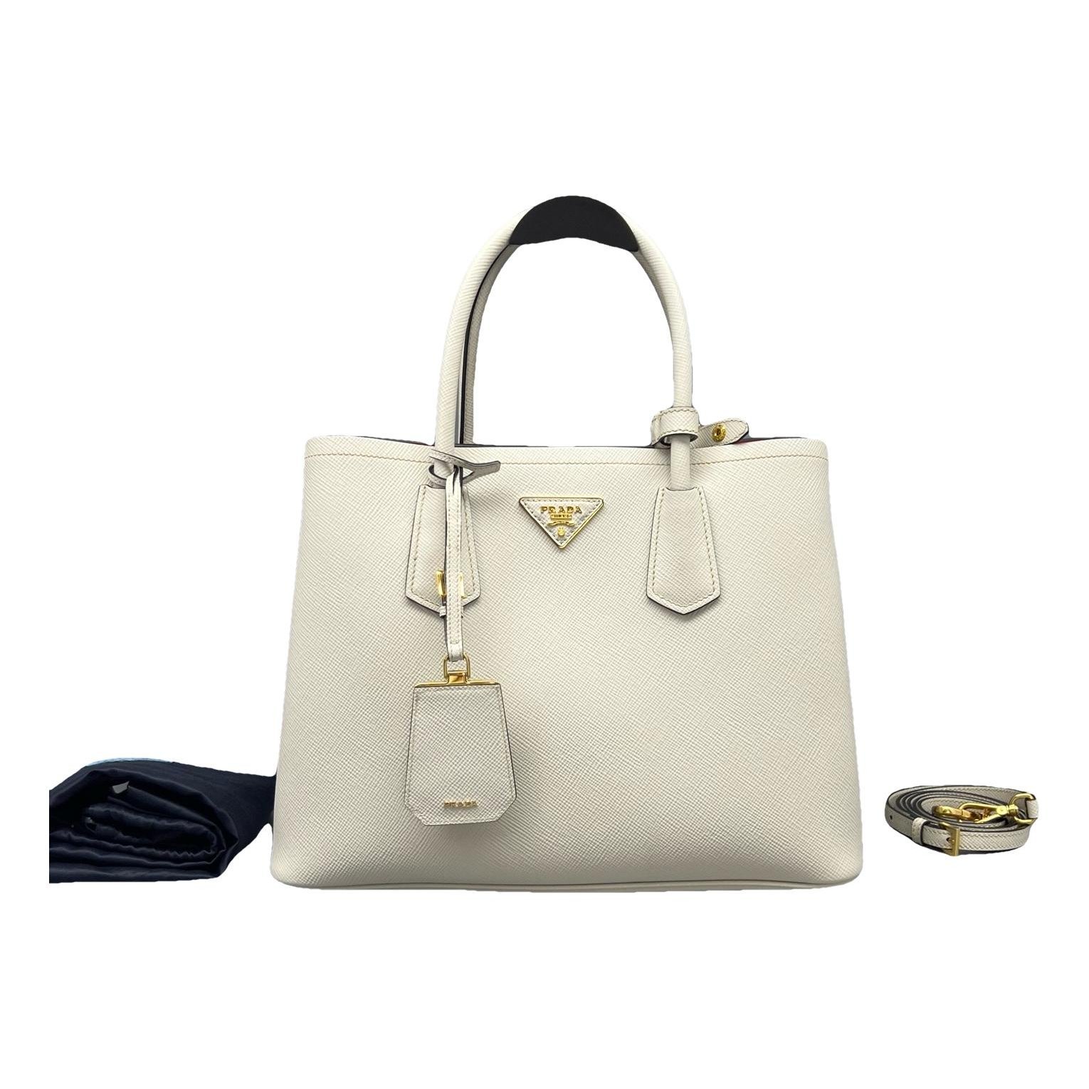 Double leather handbag