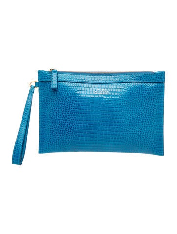 Smythson Embossed Leather Clutch