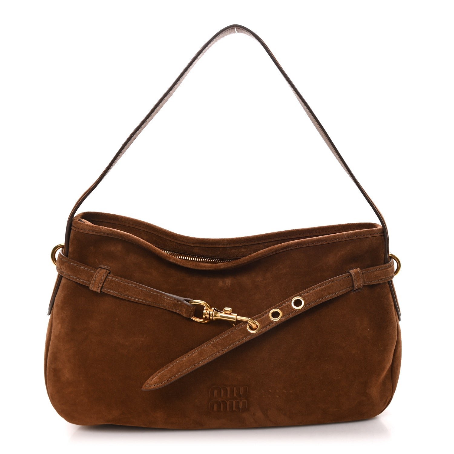 Miu Miu Miu Miu Camoscio Large Aventure Shoulder Bag Rovere