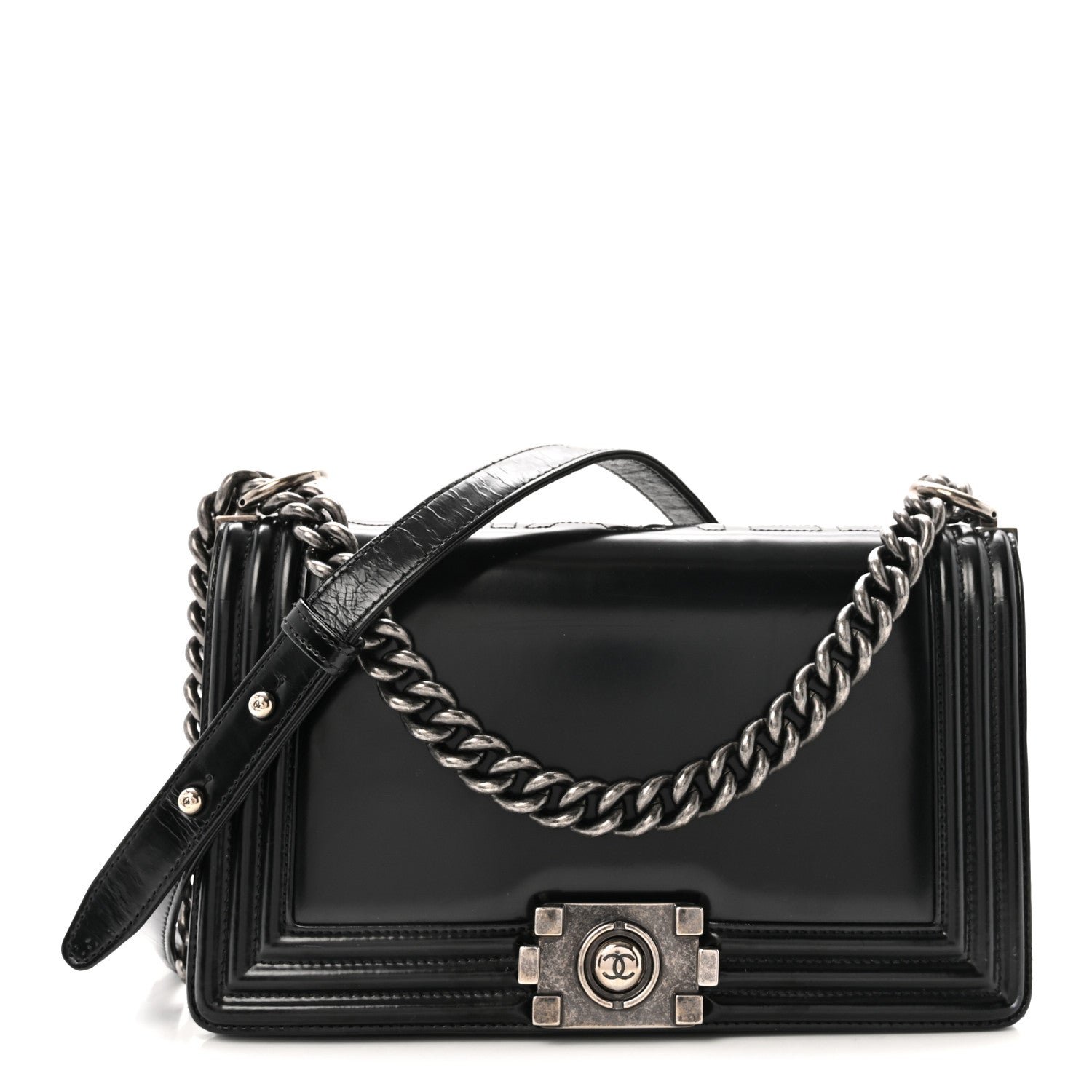 Chanel Glazed Calfskin Medium Boy Flap Black