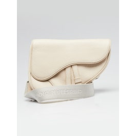 Dior Christian Dior White Pebbled Leather Mini Saddle bag