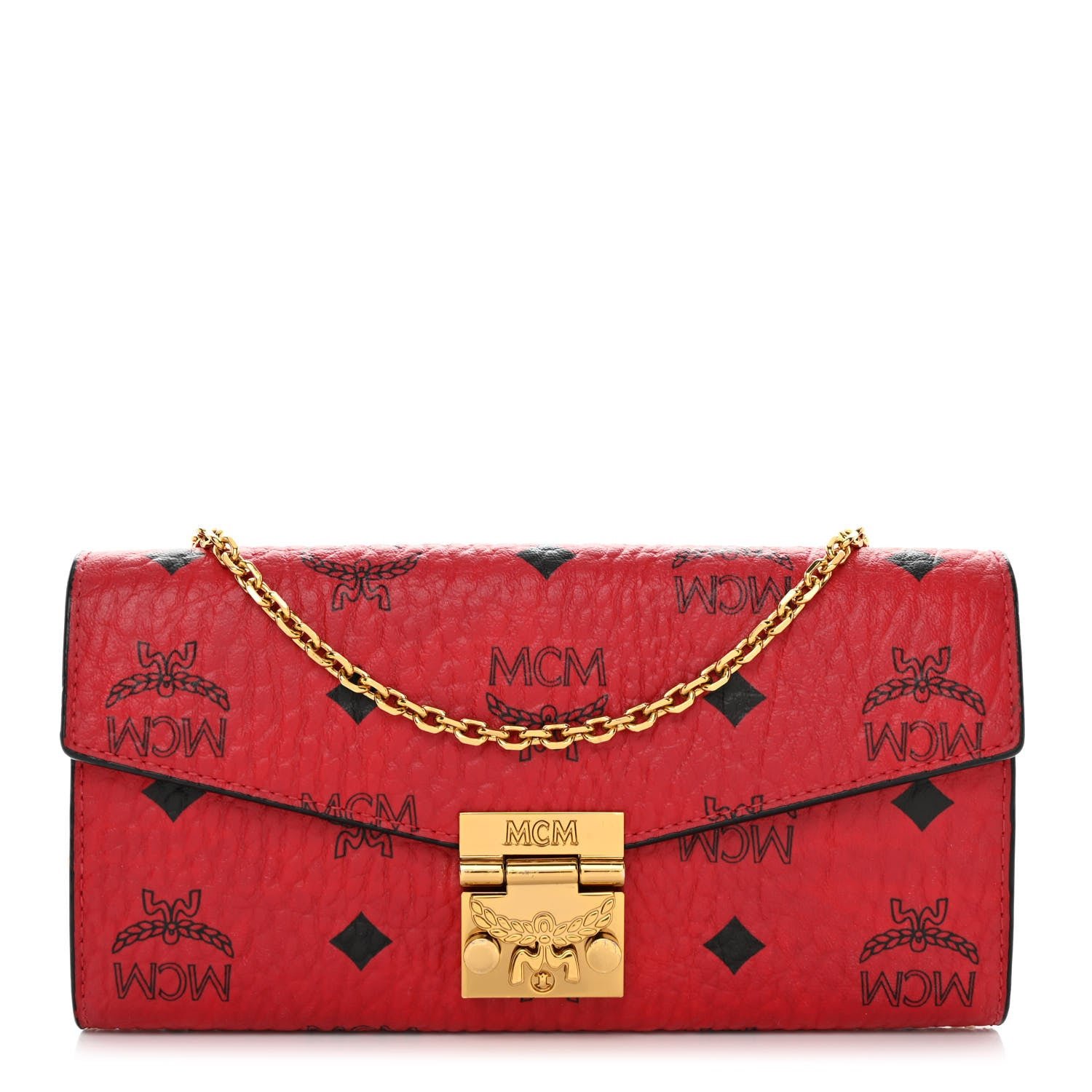 MCM Visetos Large Patricia Wallet On Chain Red