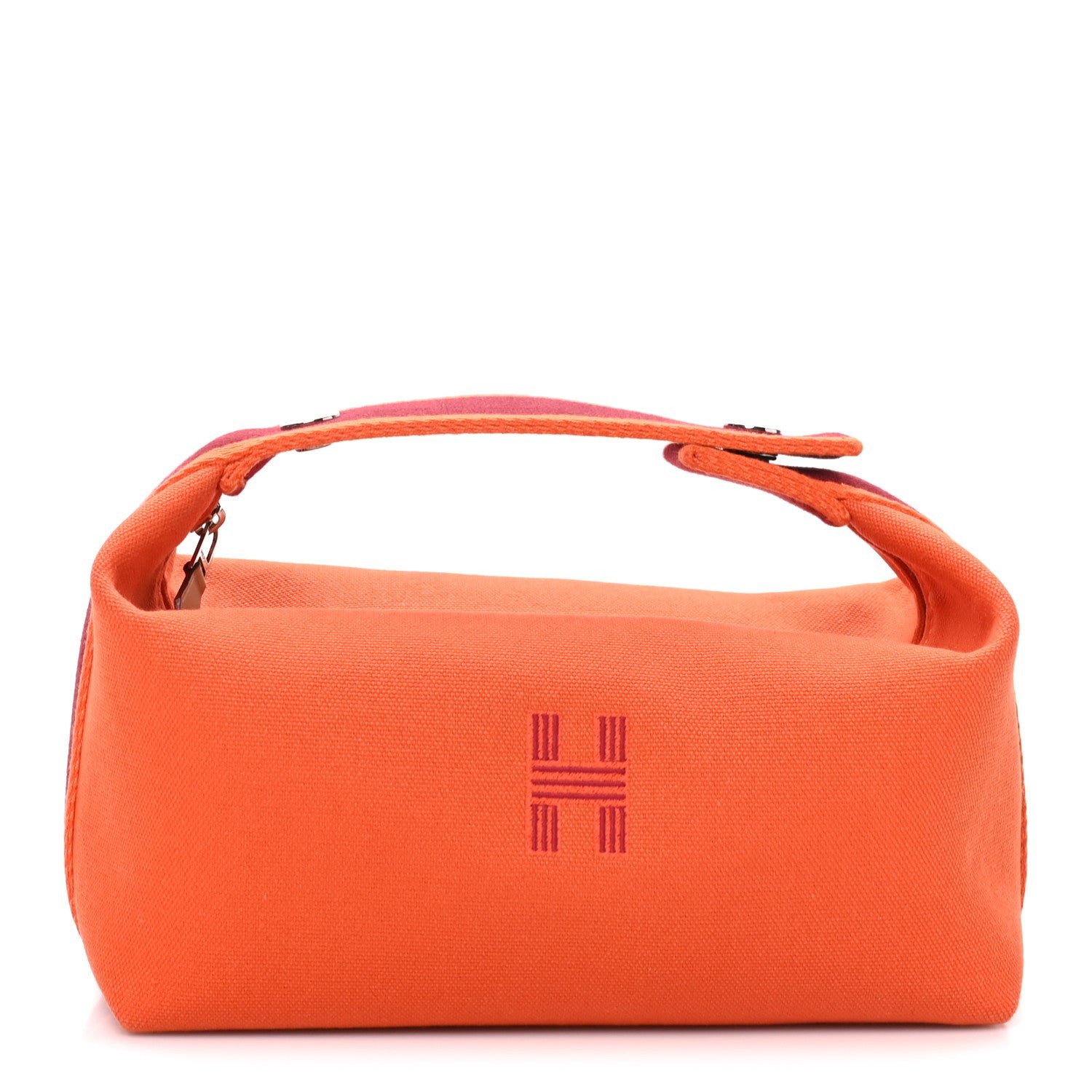 Hermes Canvas Small Bride-A-Brac Pouch Orange Burgundy