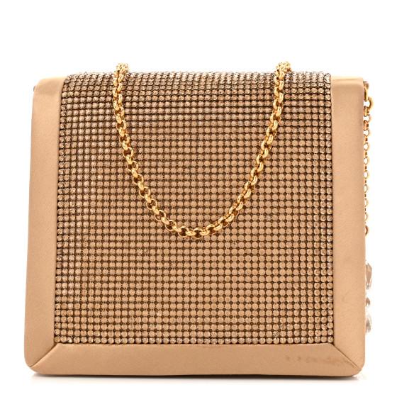 Judith Leiber Crystal Satin Clutch Gold
