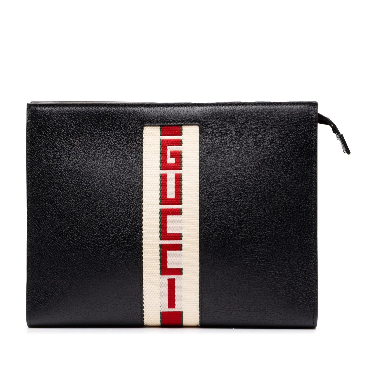 Calfskin Logo Stripe New Web Clutch