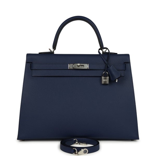 Hermes Hermes Kelly Sellier 35 Bleu Saphir Epsom Palladium Hardware