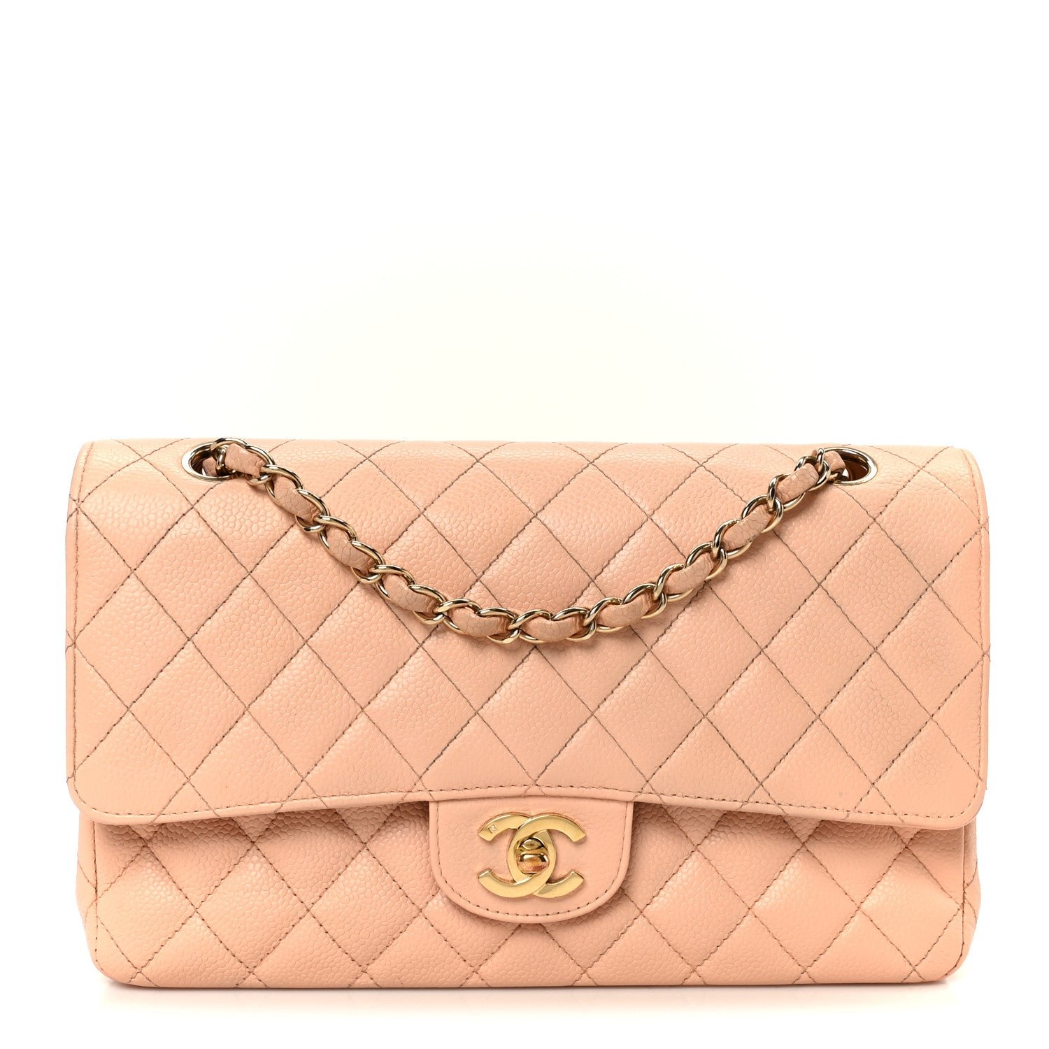 Chanel Caviar Quilted Medium Double Flap Light Pink