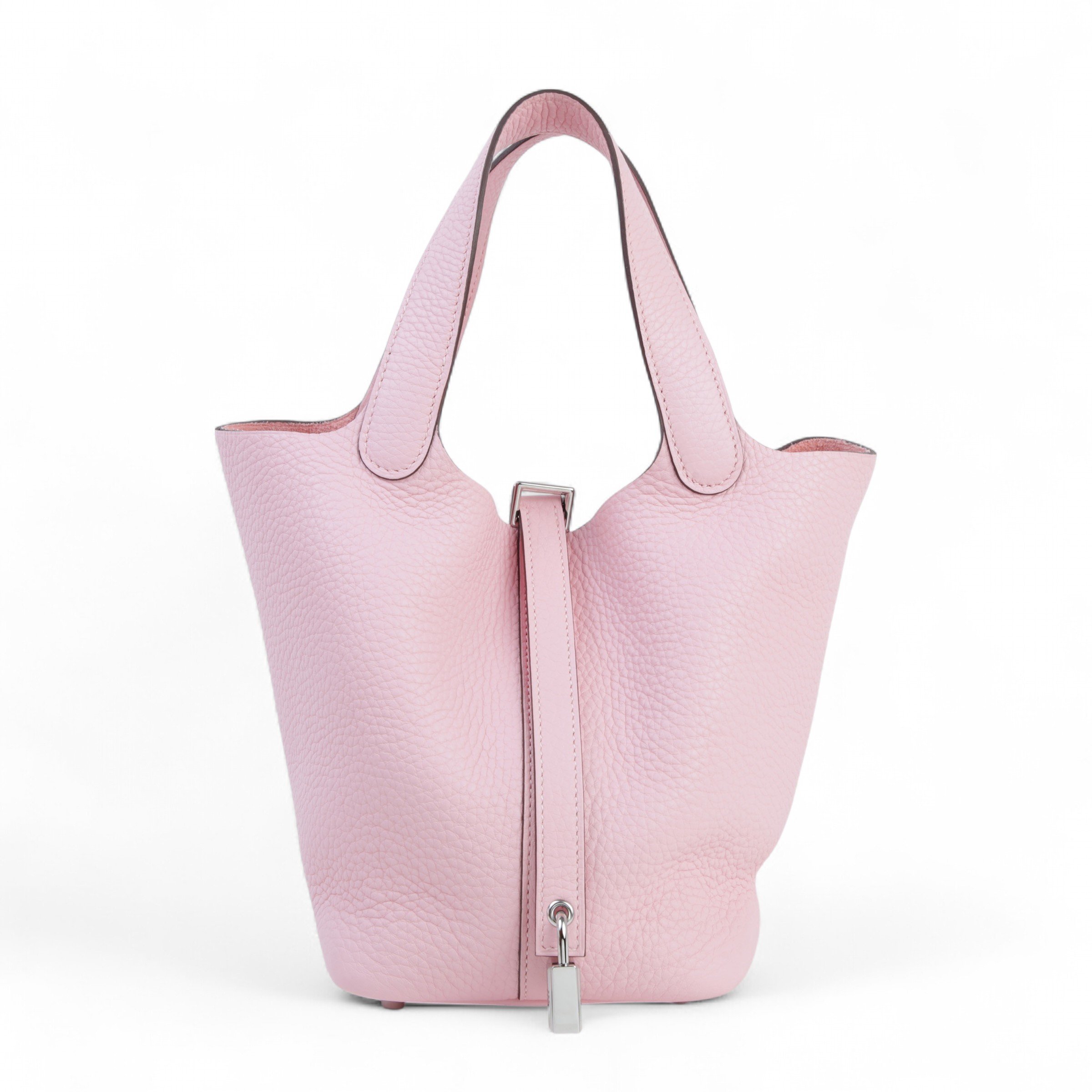Hermes Excellent ( Rank SA )  HERMÈS  Picotin Lock PM Rose Sakura (3Q) Clemence Palladium hardware Z (2021)