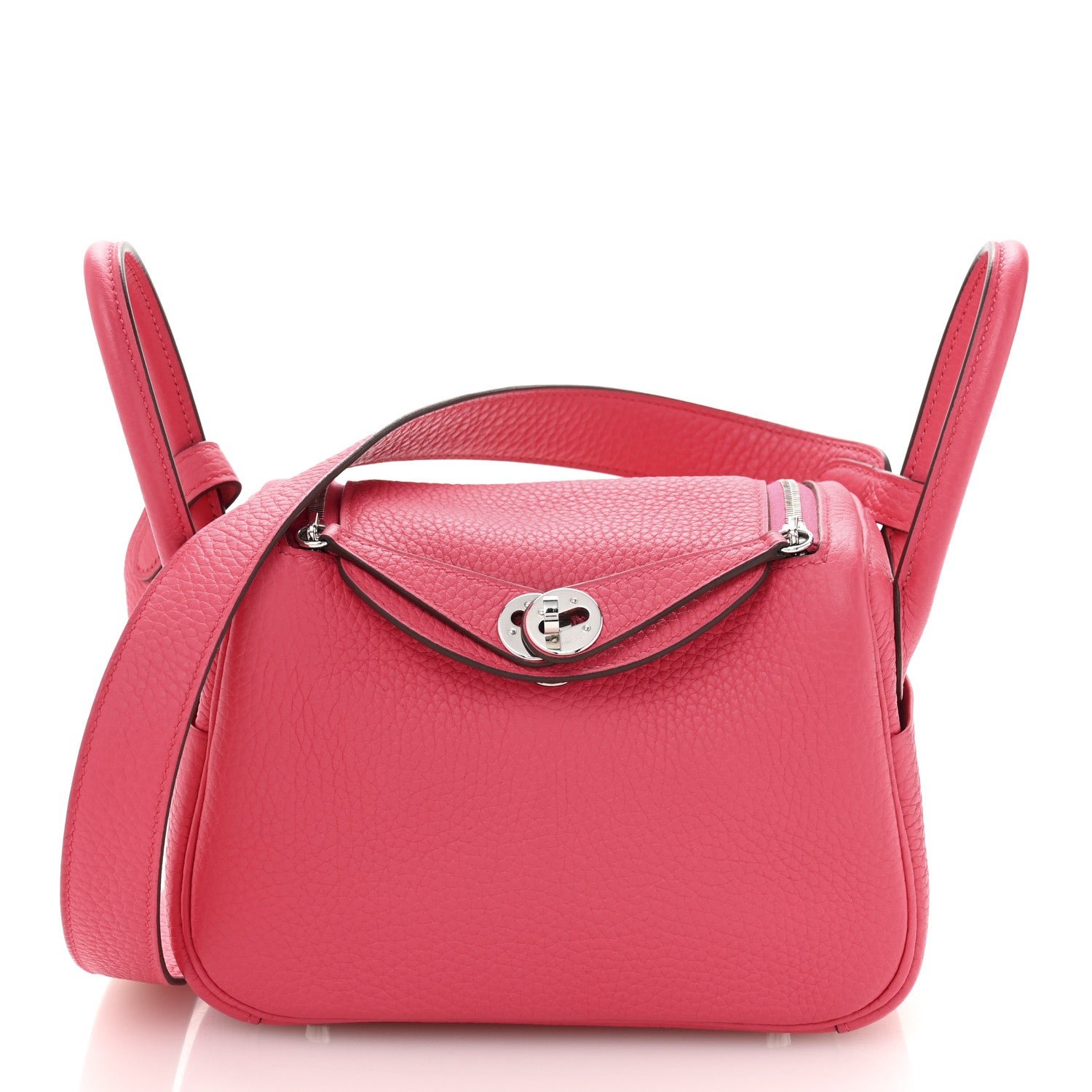 Hermes Taurillon Clemence Mini Lindy 20 Rose Extreme