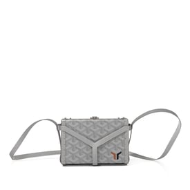 Goyard Silver Goyardine Canvas and Clamecy Cowhide Minaudiere Trunk Silver Hardware