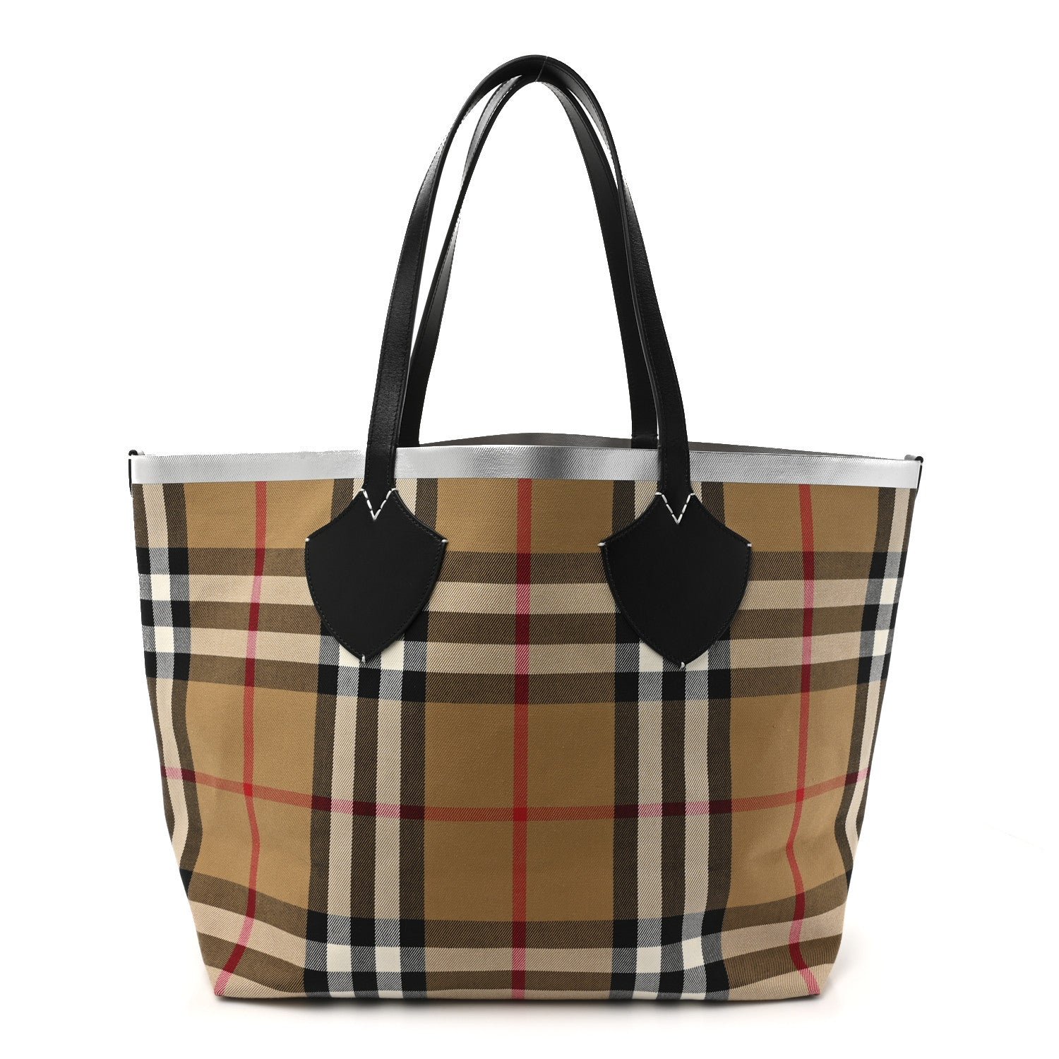 Burberry Vintage Check XL The Giant Reversible Tote Black Silver