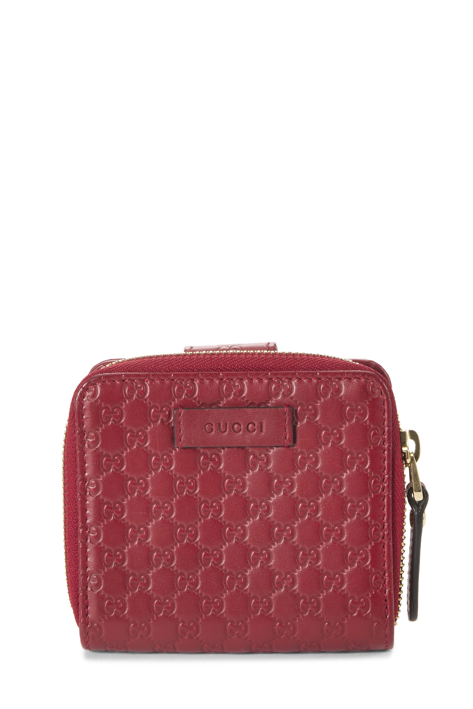 Red Guccissima Leather French Compact Zip Wallet