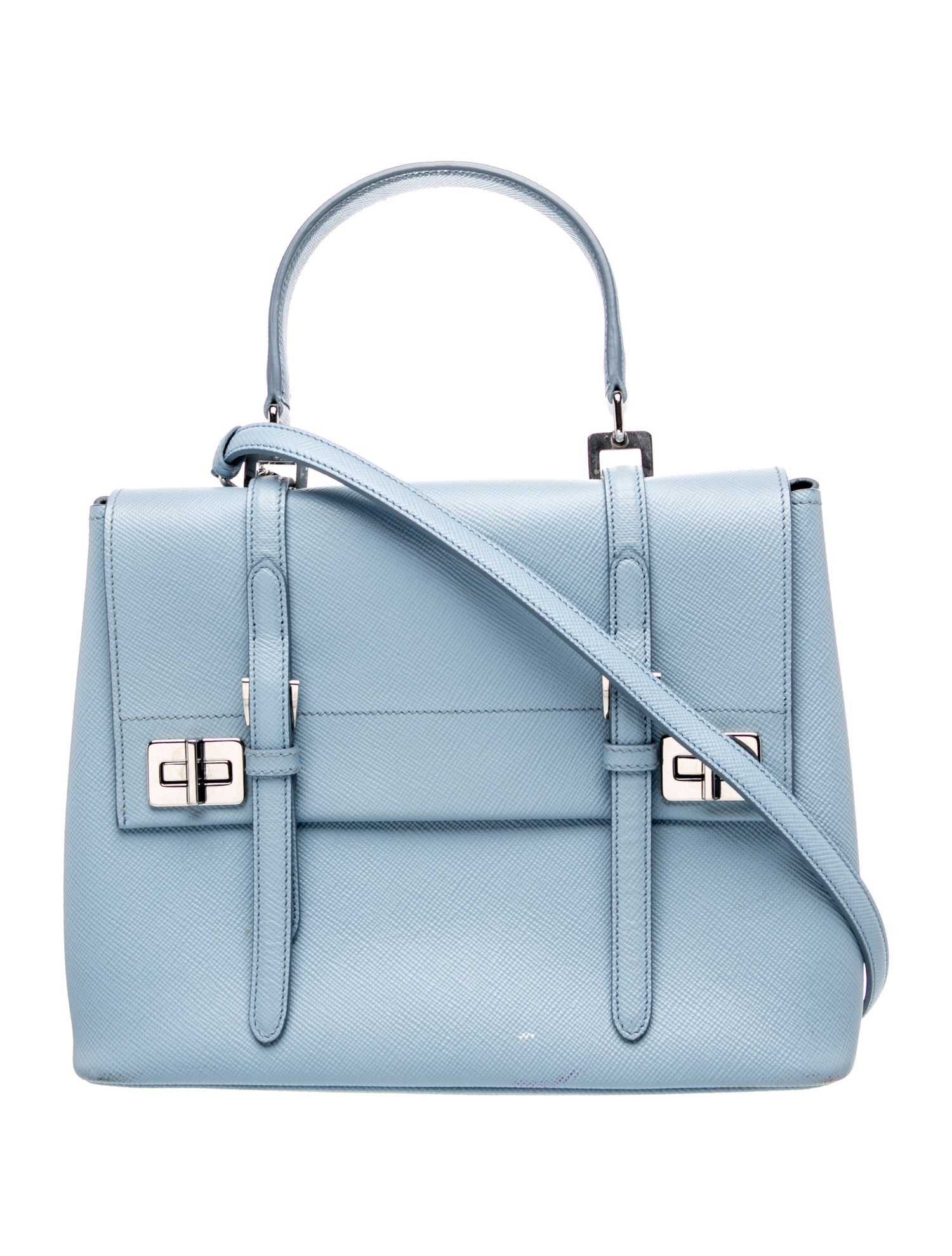 Prada Saffiano Leather Curved Top Handle 2WAY Bag