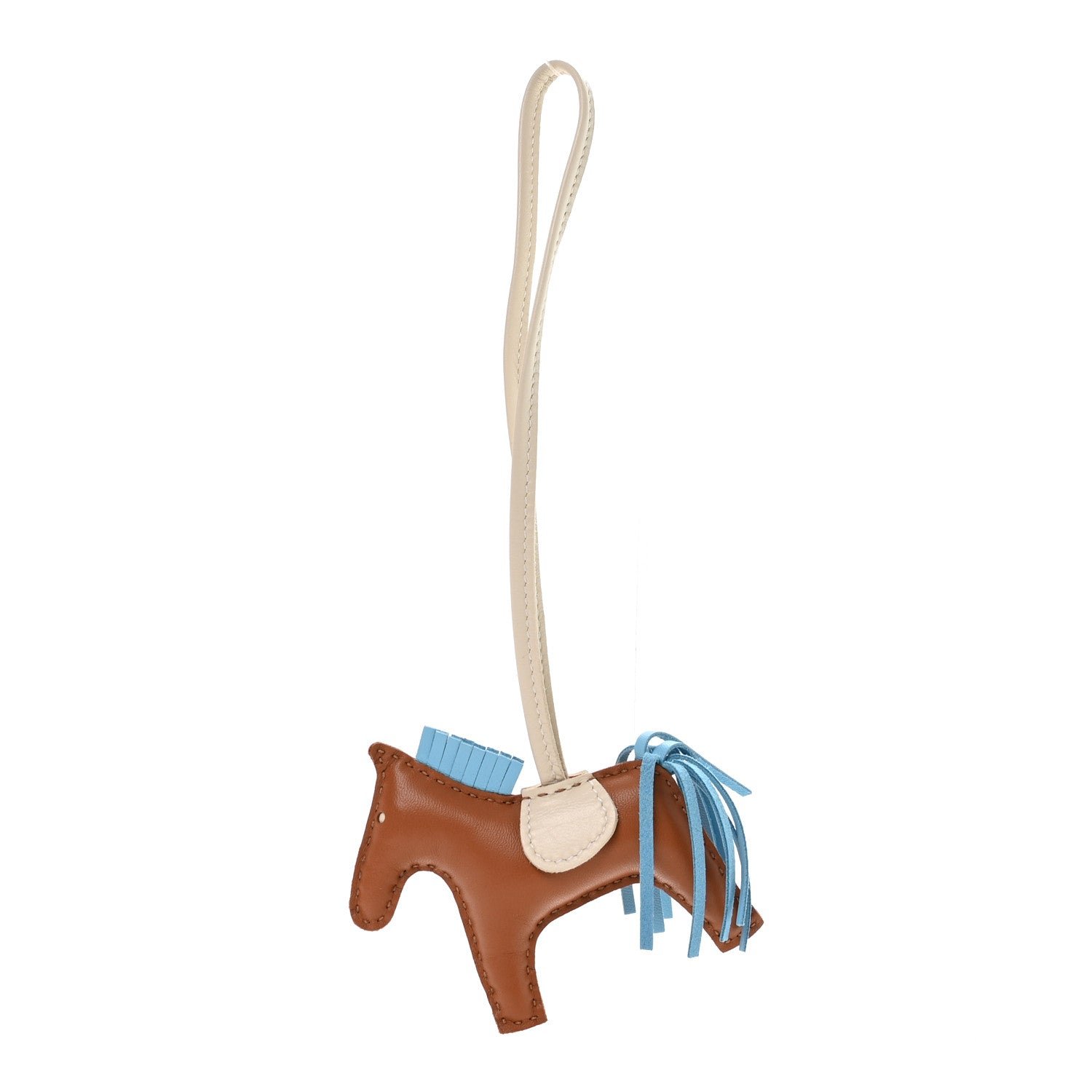 Milo Lambskin Grigri Rodeo Horse Bag Charm PM Sesame Craie Celeste