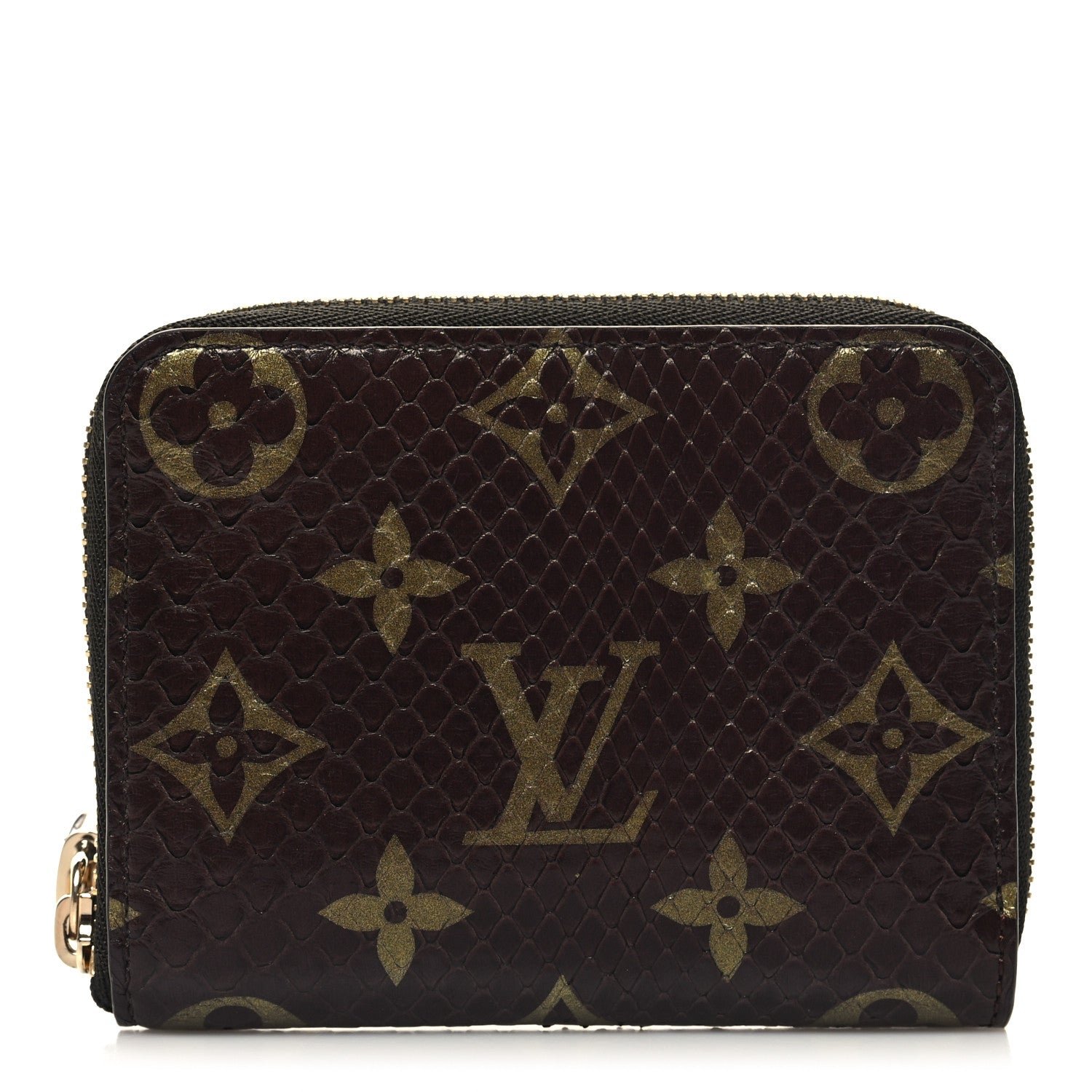 Louis Vuitton Snakeskin Monogram Zippy Padlock Coin Purse Brown
