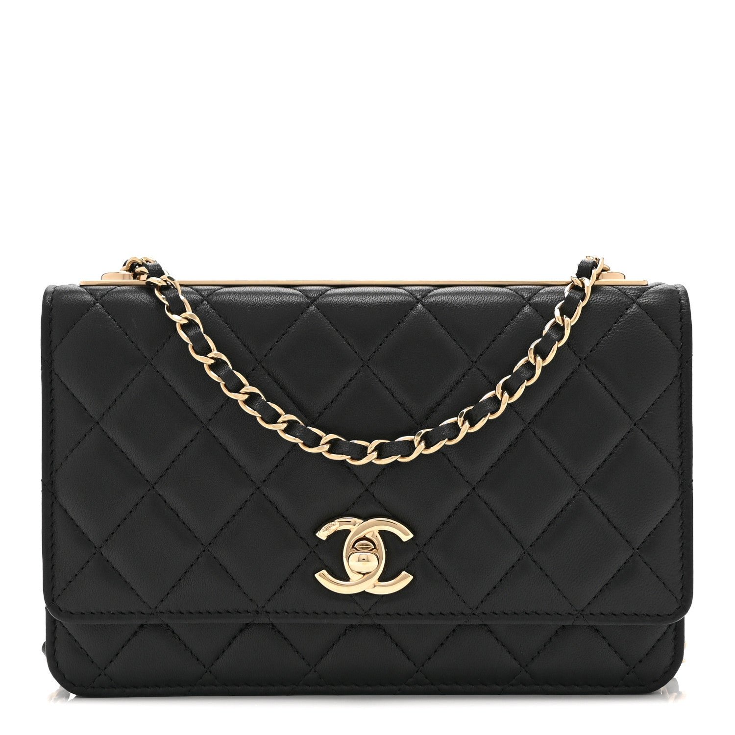 Chanel Lambskin Quilted Trendy CC Wallet On Chain WOC Black
