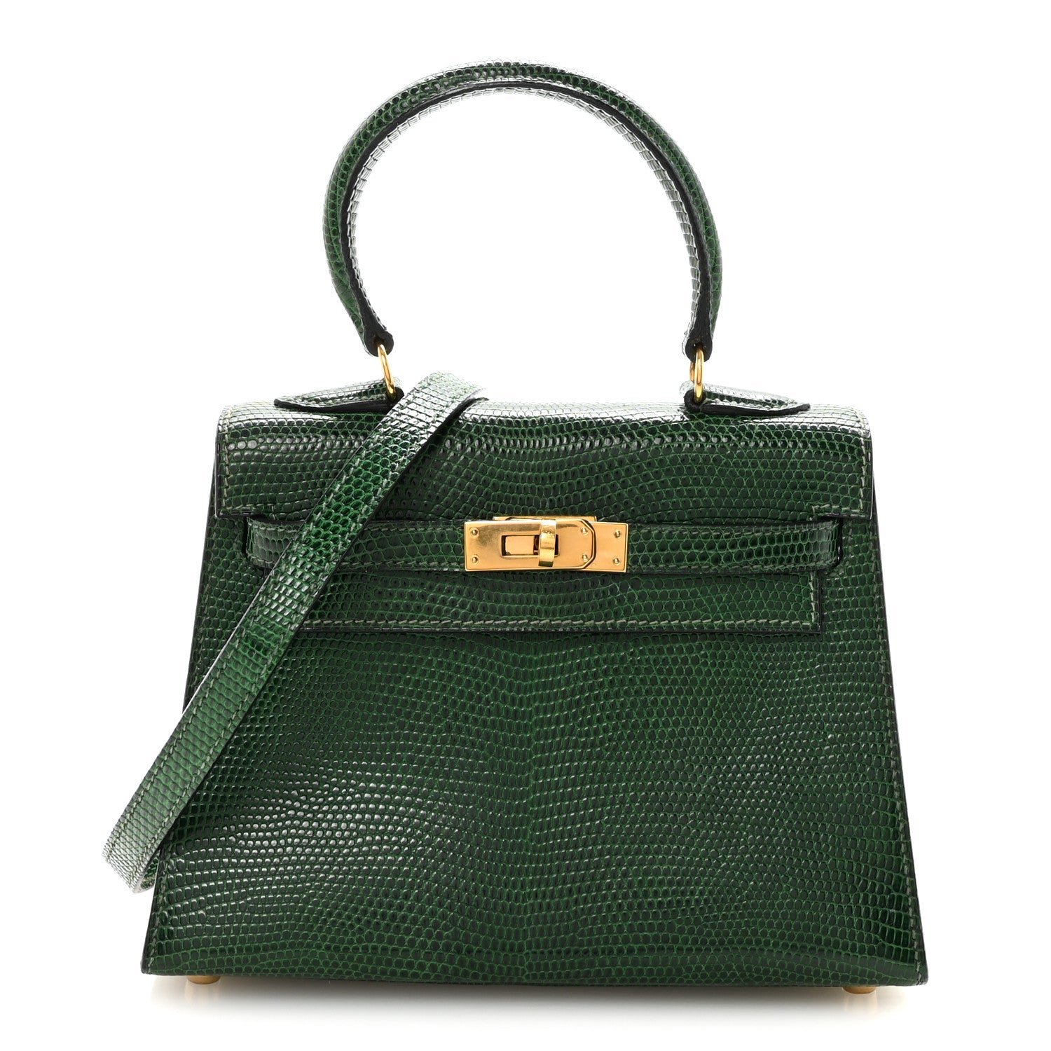 Hermes Lizard Mini Kelly Sellier 20 Vert Moyen