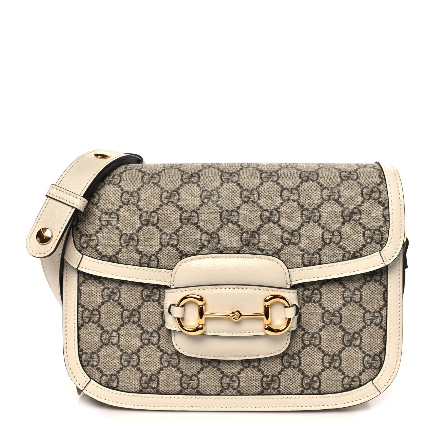 Gucci GG Supreme Monogram Horsebit 1955 Shoulder Bag Beige Mystic White